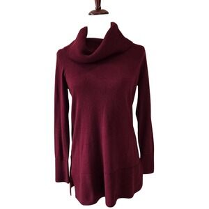 LOFT Womens Size S Burgundy Cowl Neck Sweater‎ Darkacademia Chic Cozy Cabincore